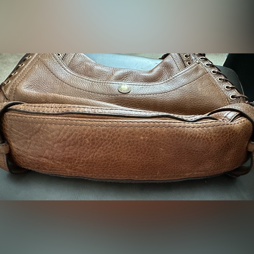 Vintage Coach Tobacco Abbey Lace Flap Pebbled Leather Satchel Hobo Style 10971 - Picture 4 of 13